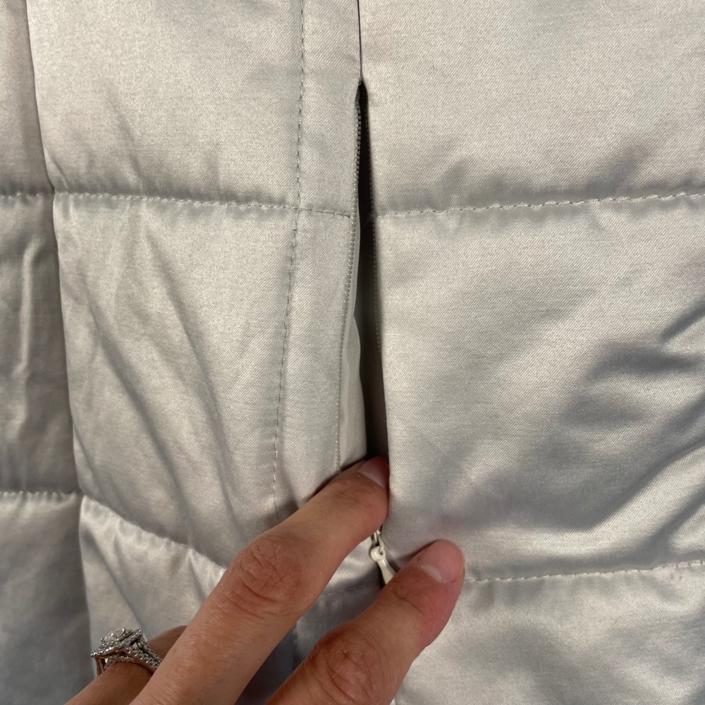 Lauren Ralph Lauren Quilted Puffer Vest Silver Snap Front XL Outdoor Casual - Picture 7 of 11